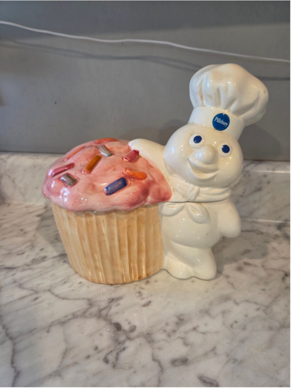 Pillsbury Doughboy Cupcake Cookie Jar One Size White and Pink